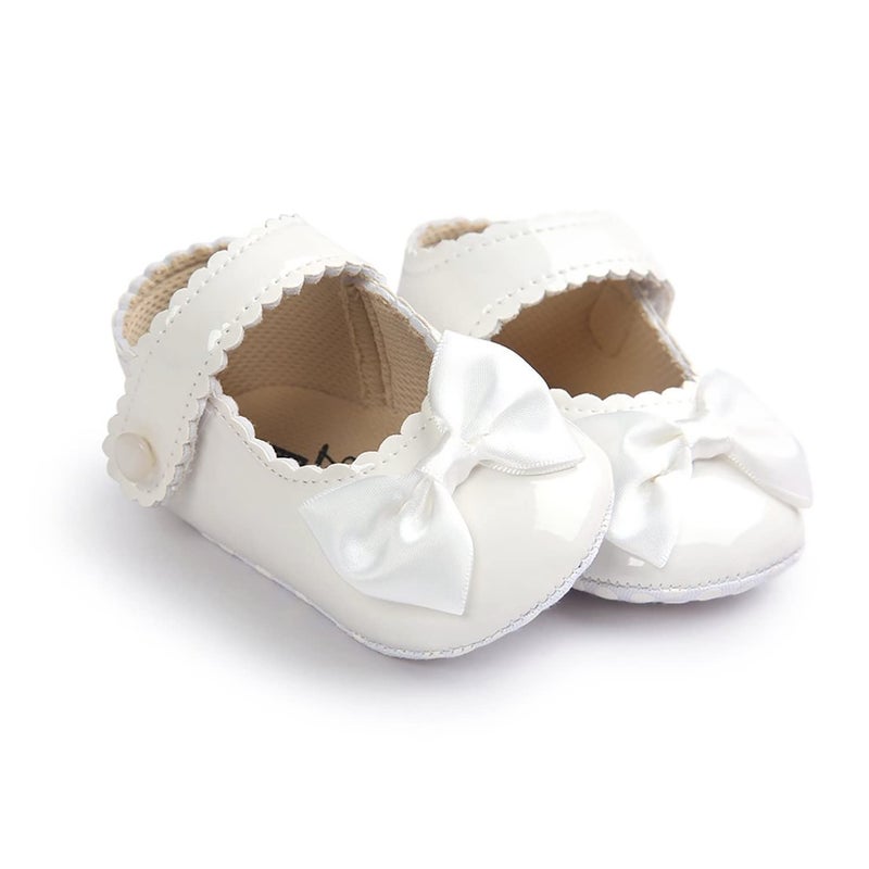 Fire Frog Baby Girls Mary Jane Burnish Pu Leather Bowknot Princess Prewalker Christening Baptism Shoes White - Image 5